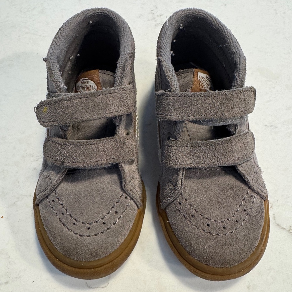 Vans SK-8 Mid Gray Double-Strap Sneakers with Gum Sole